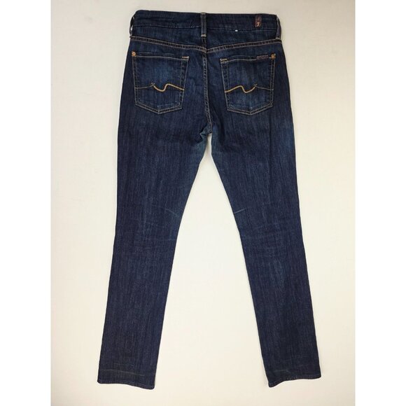 7 For All Mankind Size 27X34 Women Kimmie Straight Leg Blue Denim Jeans USA Made - Picture 1 of 12